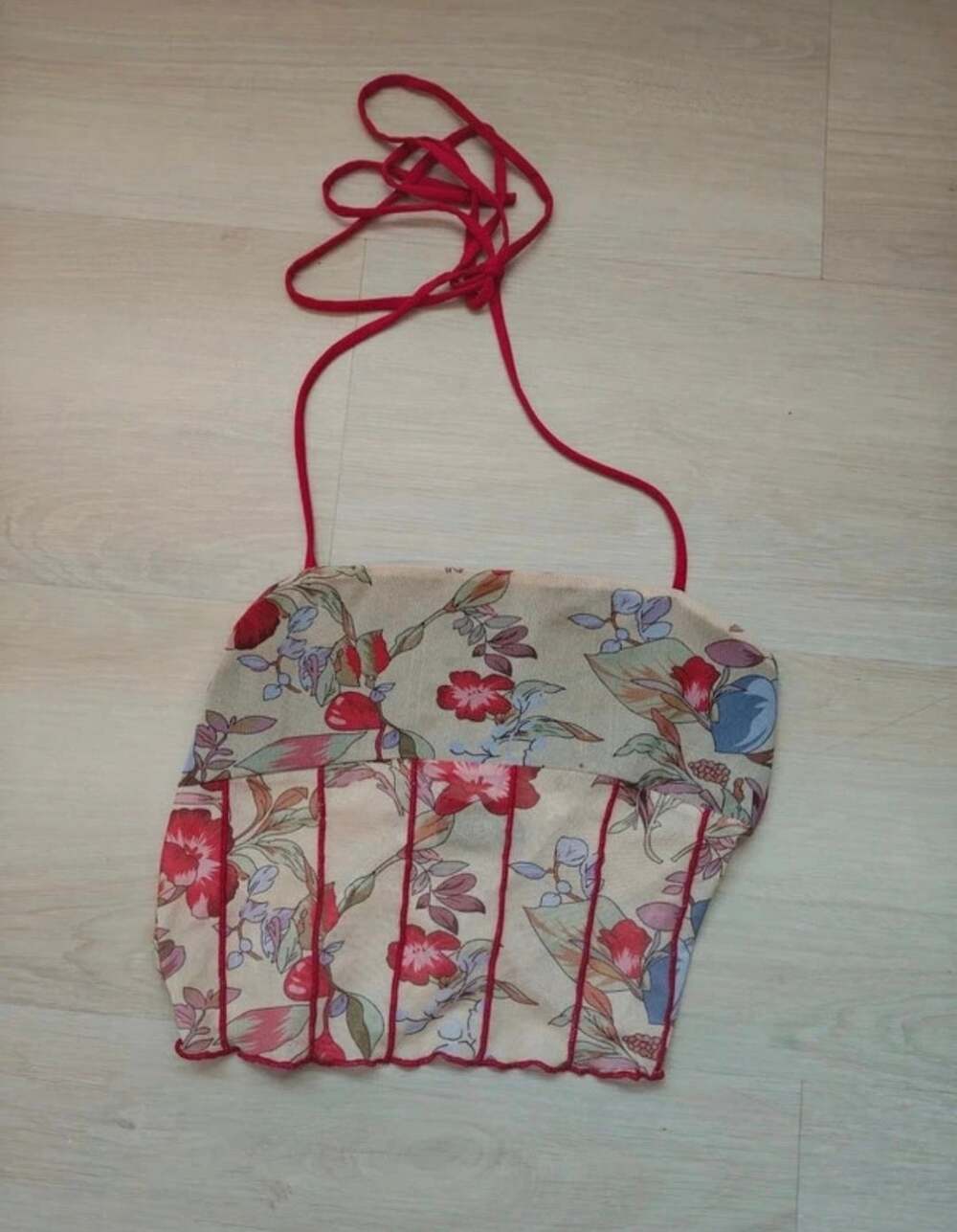 Cider Halter Top Size M Multi Floral Mesh Corset Style Crop